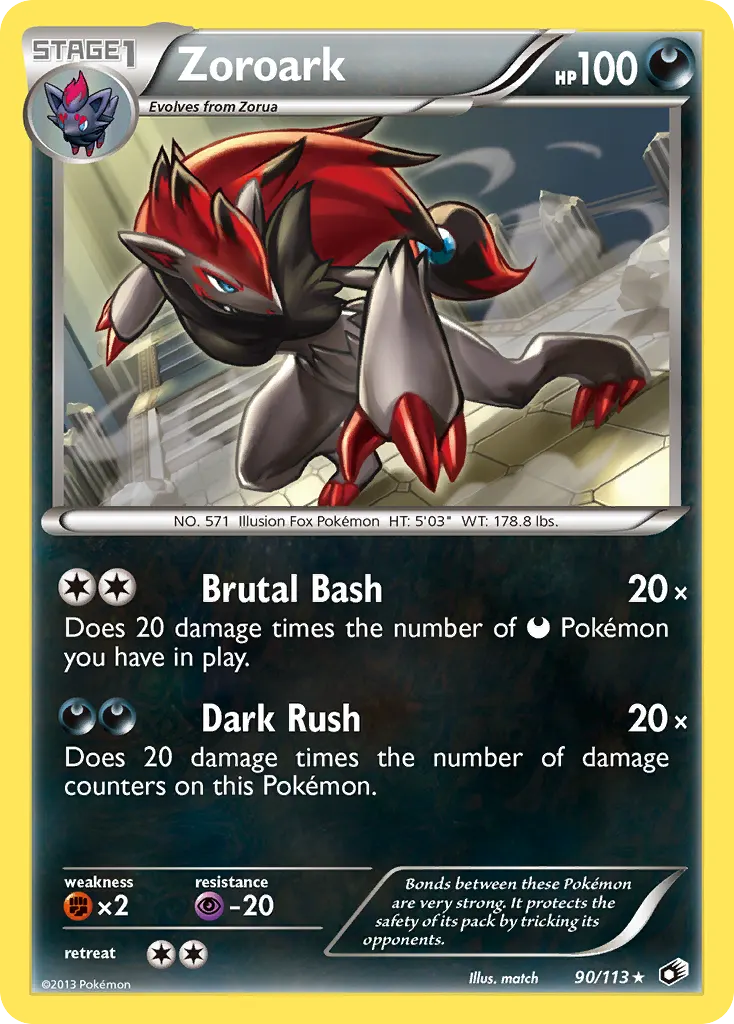Zoroark — Legendary Treasures 90 Pokémon card