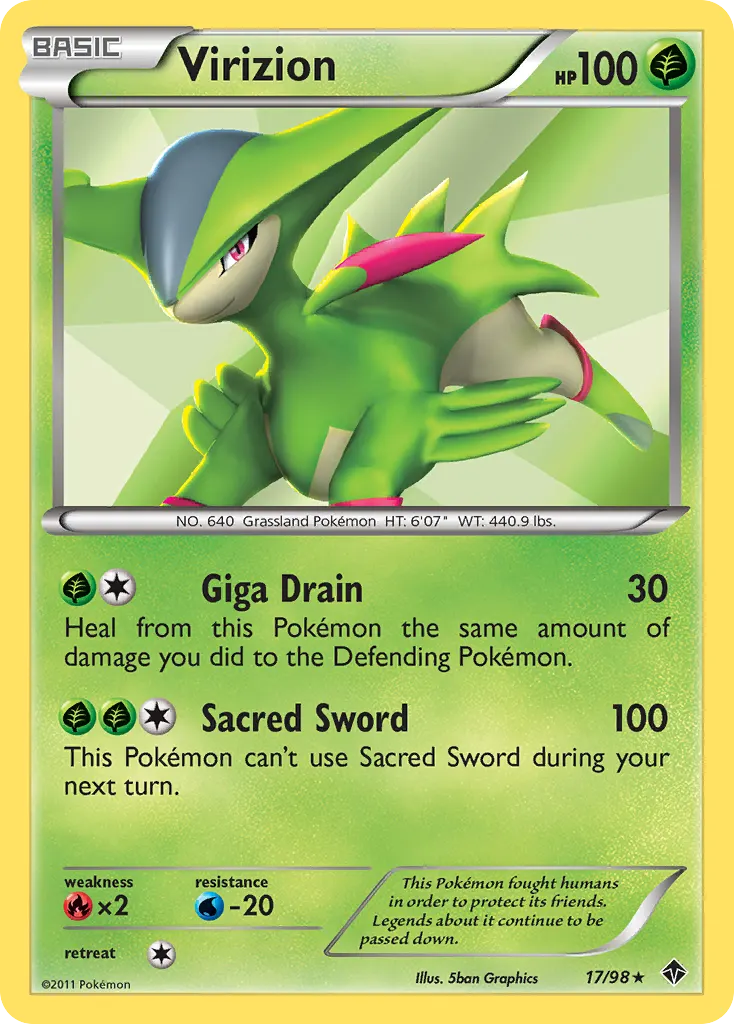 Virizion — Emerging Powers 17 Pokémon card