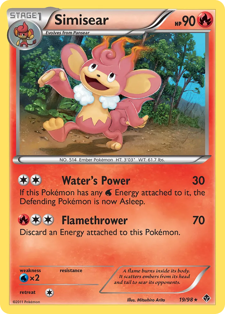 Simisear — Emerging Powers 19 Pokémon card