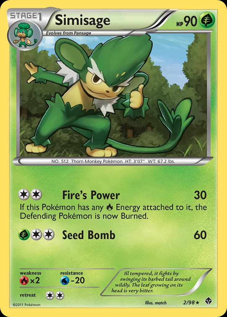 Simisage — Emerging Powers 2 Pokémon card