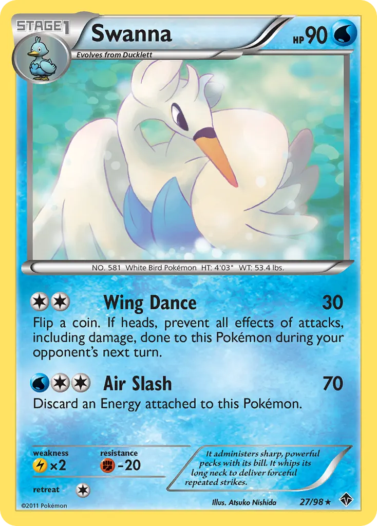 Swanna — Emerging Powers 27 Pokémon card
