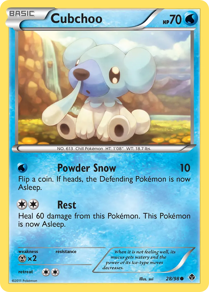 Cubchoo — Emerging Powers 28 Pokémon card