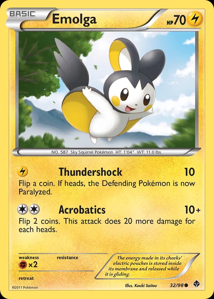 Emolga — Emerging Powers 32 Pokémon card