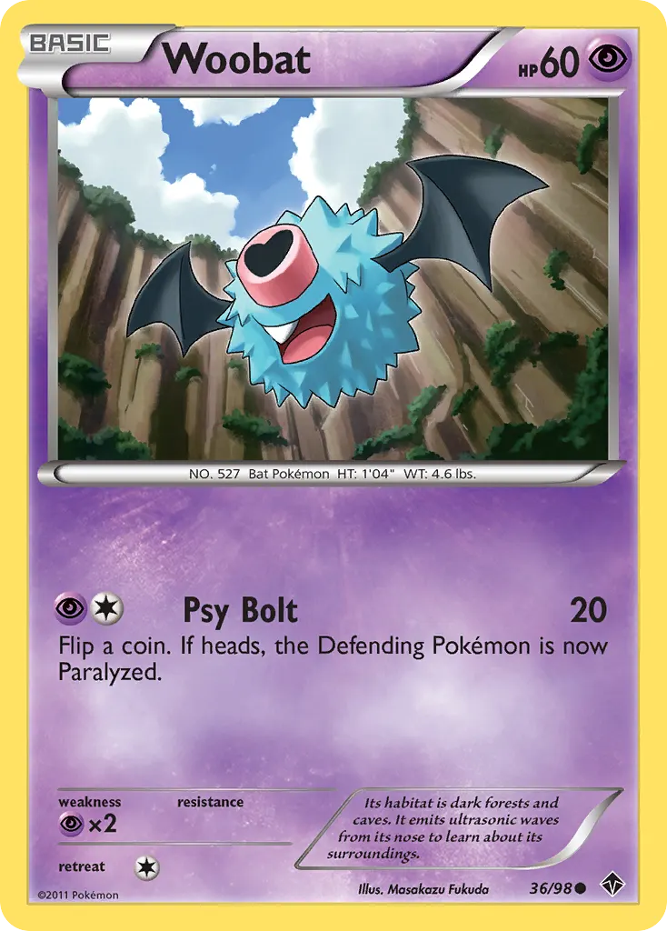 Woobat — Emerging Powers 36 Pokémon card