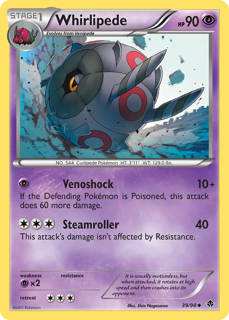 Whirlipede — Emerging Powers 39 Pokémon card