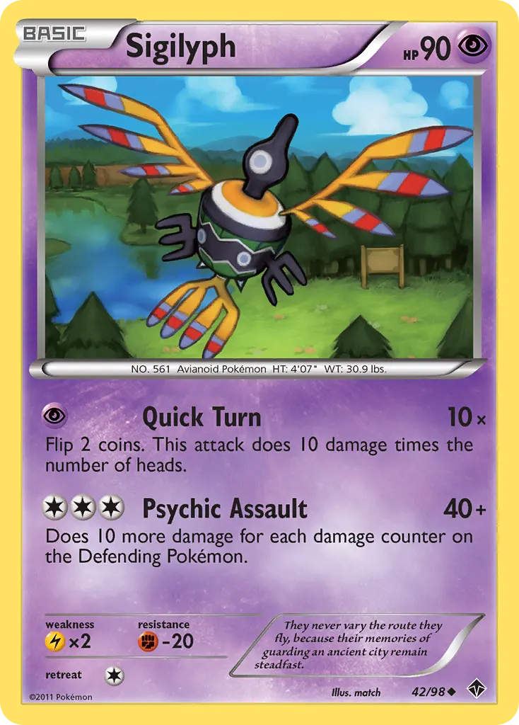 Sigilyph — Emerging Powers 42 Pokémon card