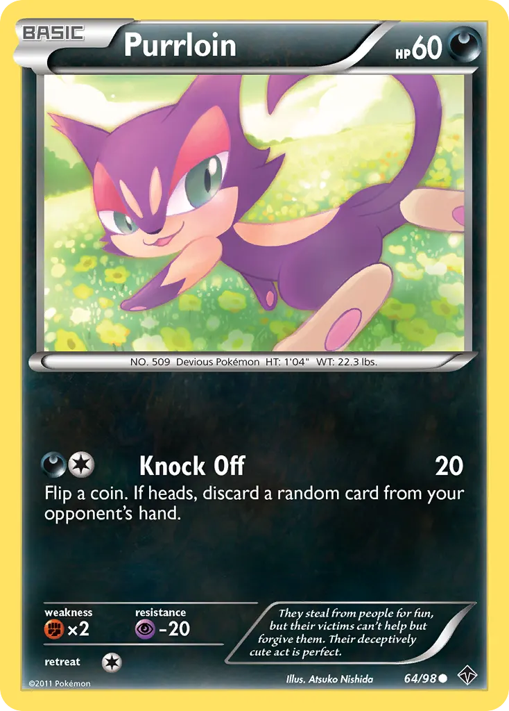 Purrloin — Emerging Powers 64 Pokémon card
