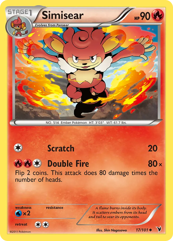 Simisear — Noble Victories 17 Pokémon card