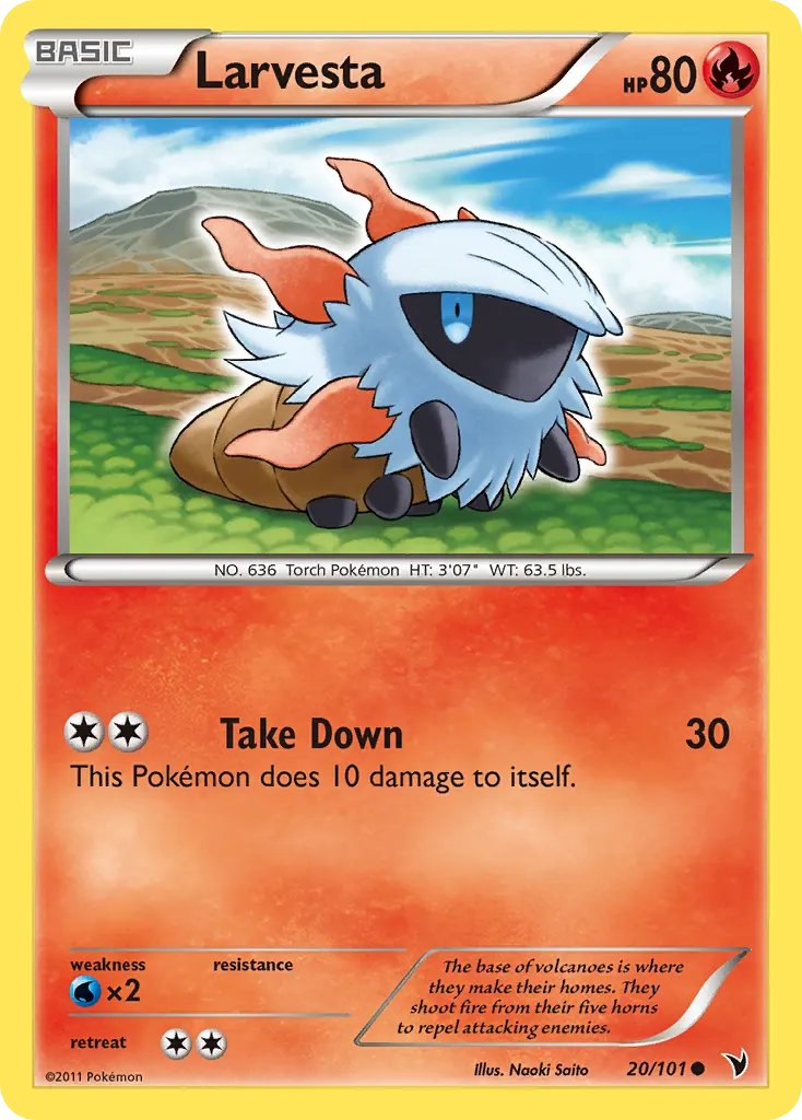 Larvesta — Noble Victories 20 Pokémon card