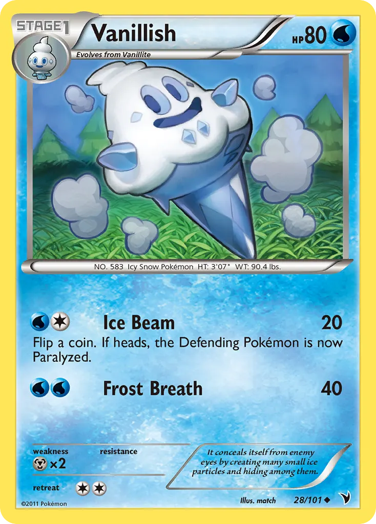Vanillish — Noble Victories 28 Pokémon card