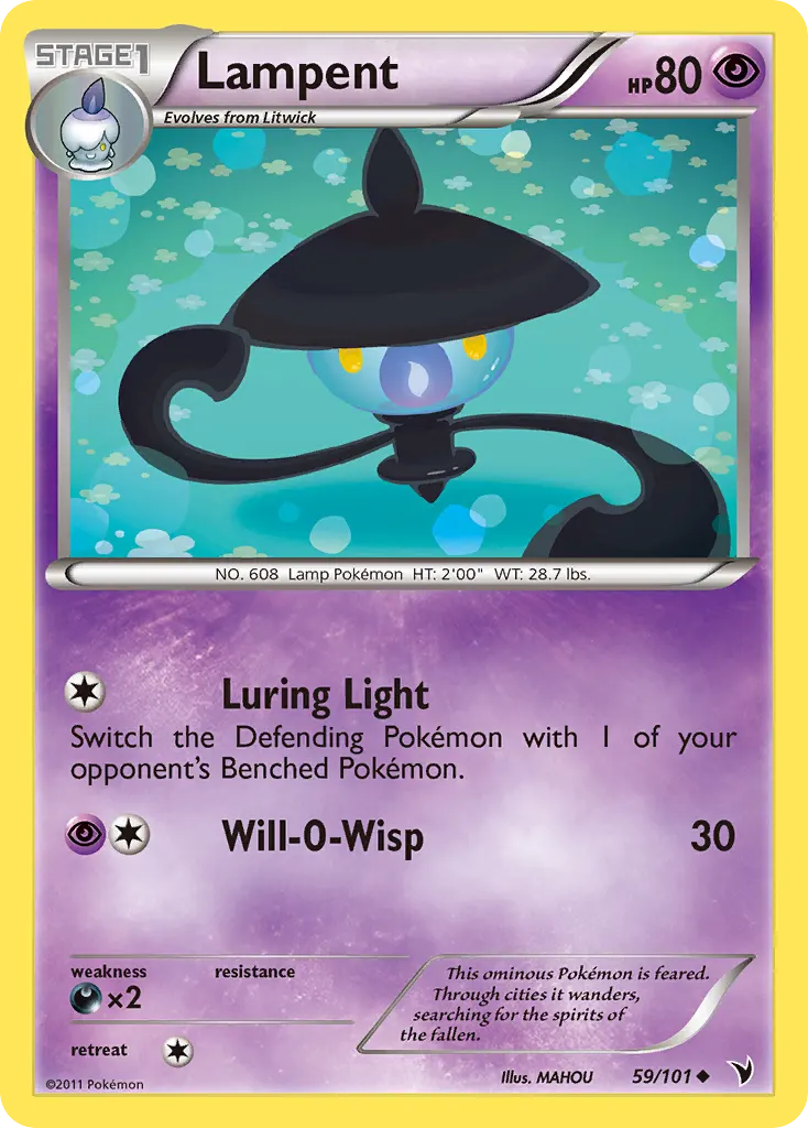 Lampent — Noble Victories 59 Pokémon card