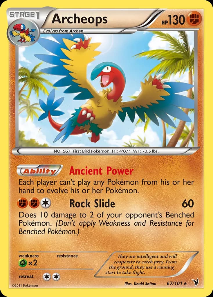 Archeops — Noble Victories 67 Pokémon card