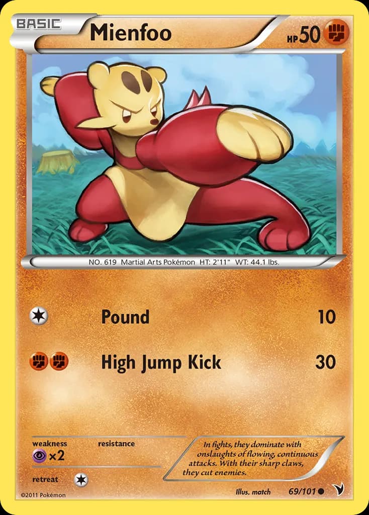 Mienfoo — Noble Victories 69 Pokémon card