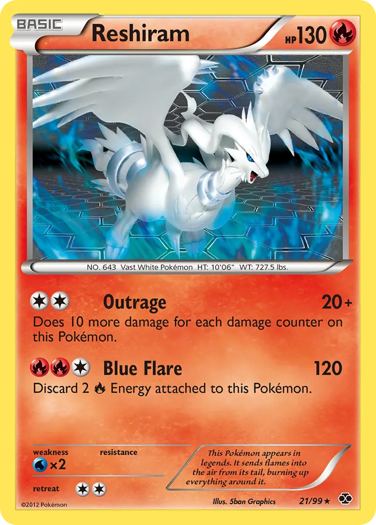 Reshiram — Next Destinies 21 Pokémon card