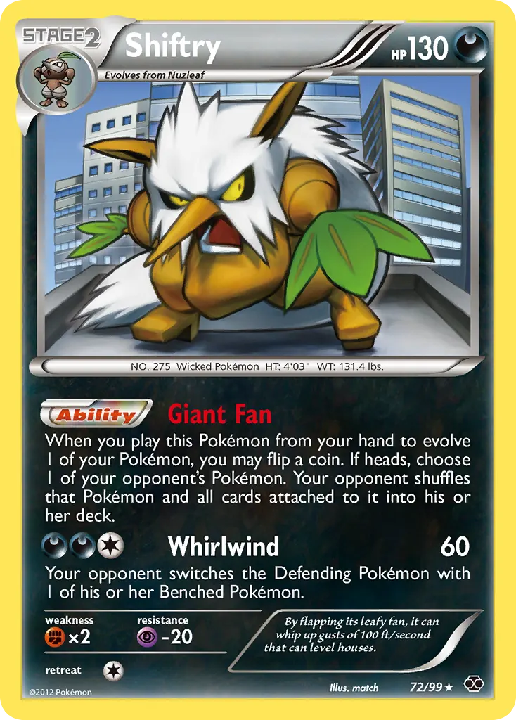 Shiftry — Next Destinies 72 Pokémon card