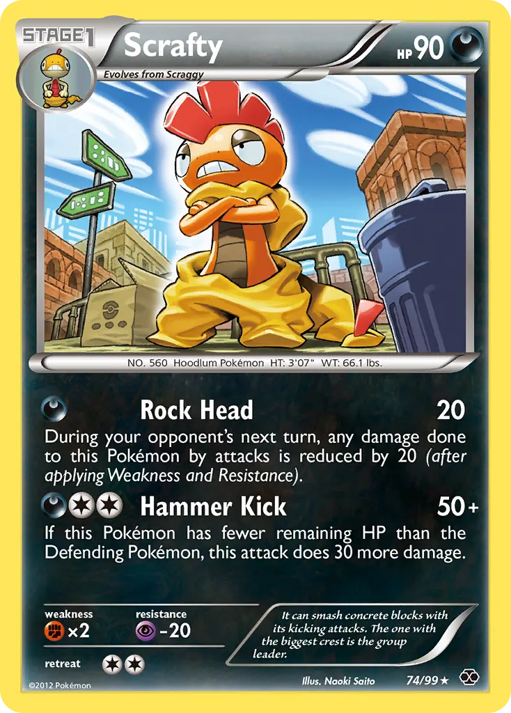 Scrafty — Next Destinies 74 Pokémon card