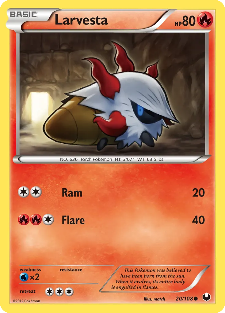 Larvesta — Dark Explorers 20 Pokémon card