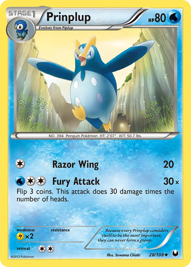 Prinplup — Dark Explorers 28 Pokémon card
