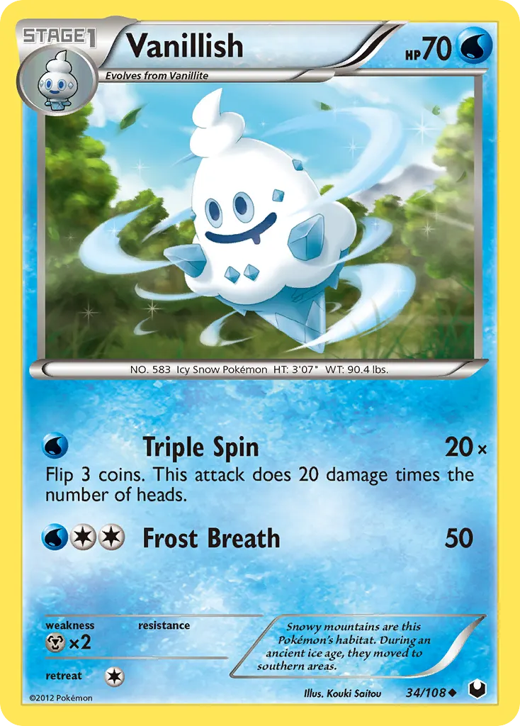 Vanillish — Dark Explorers 34 Pokémon card