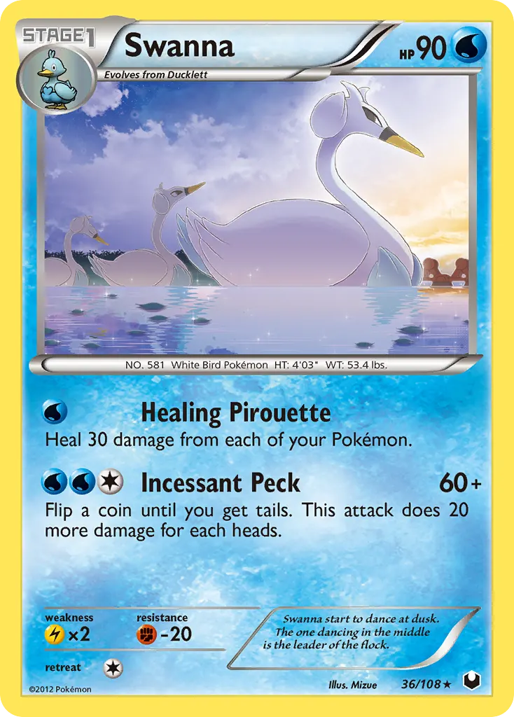 Swanna — Dark Explorers 36 Pokémon card