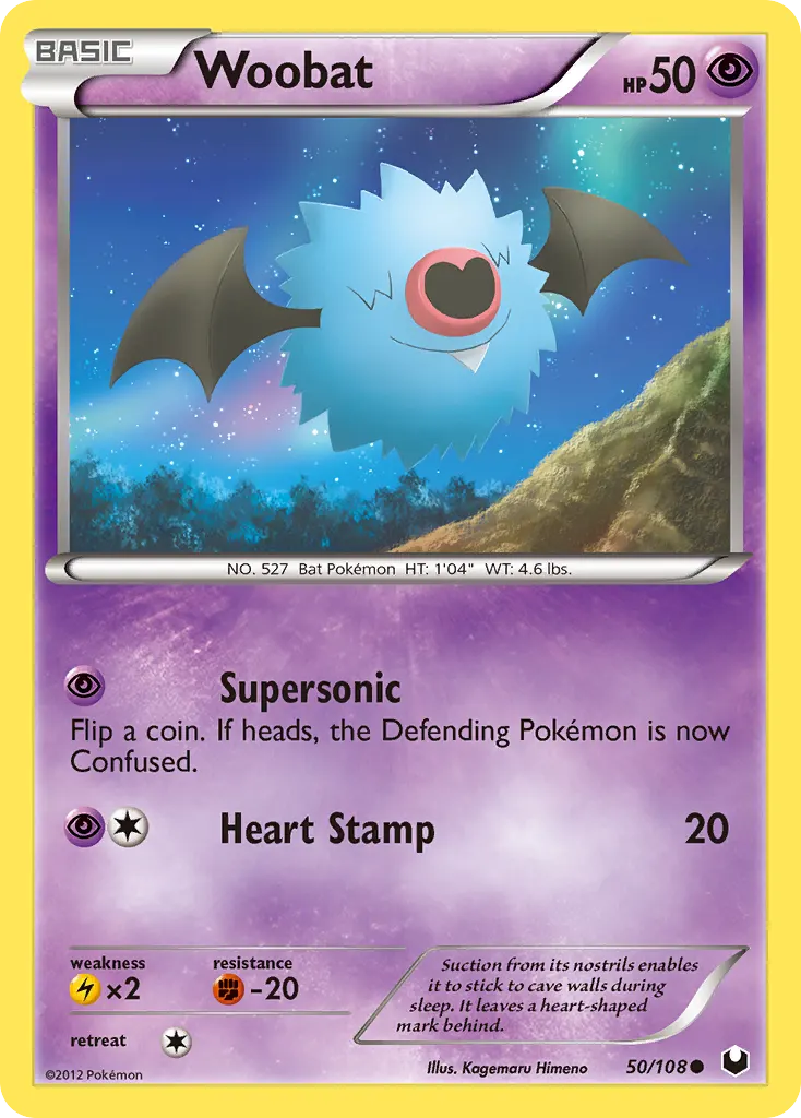 Woobat — Dark Explorers 50 Pokémon card