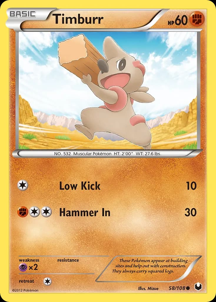 Timburr — Dark Explorers 58 Pokémon card