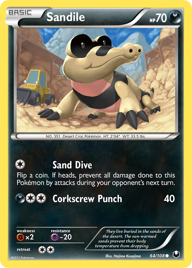 Sandile — Dark Explorers 64 Pokémon card