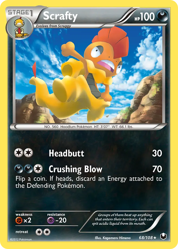Scrafty — Dark Explorers 68 Pokémon card