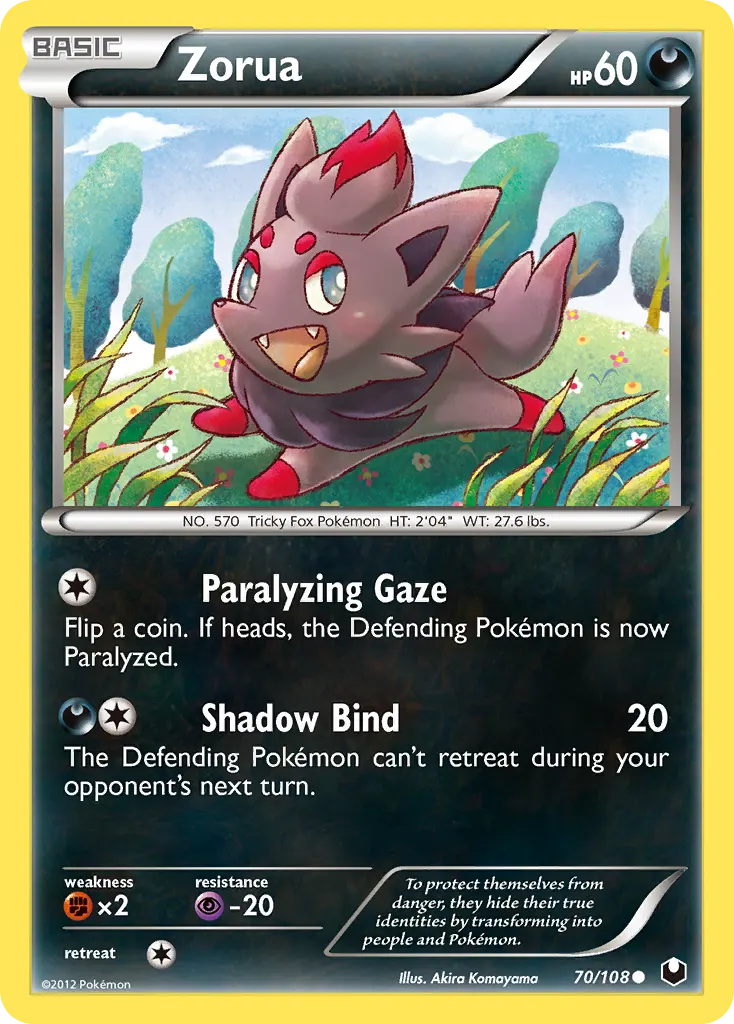 Zorua — Dark Explorers 70 Pokémon card