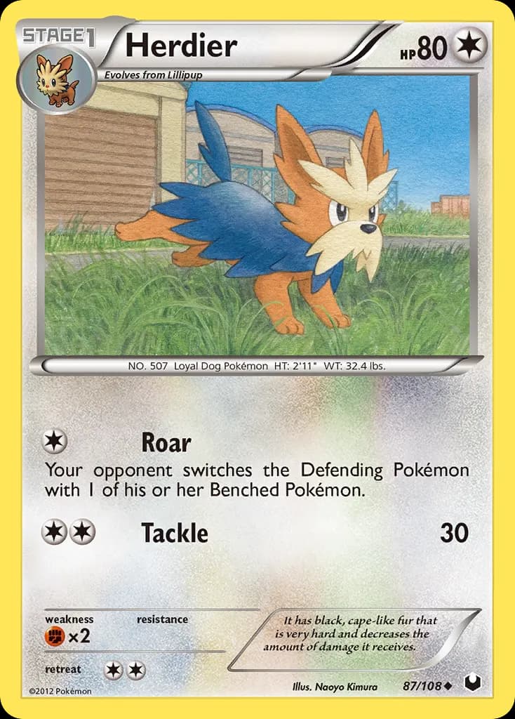 Herdier — Dark Explorers 87 Pokémon card