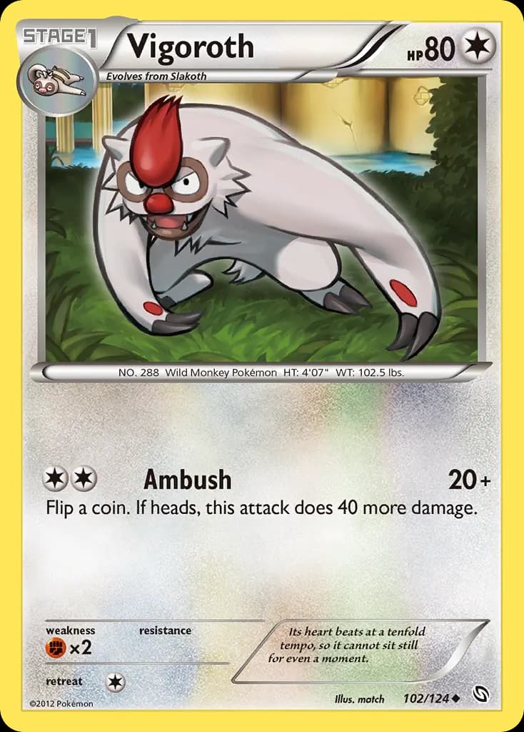 Vigoroth — Dragons Exalted 102 Pokémon card