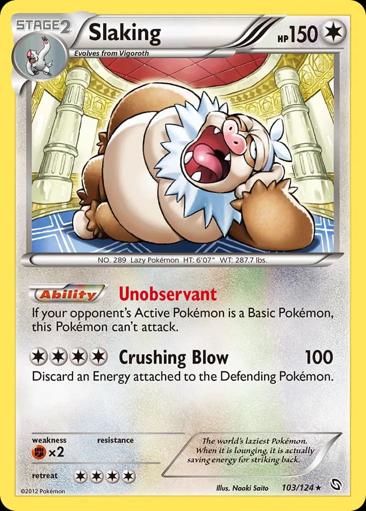 Slaking — Dragons Exalted 103 Pokémon card