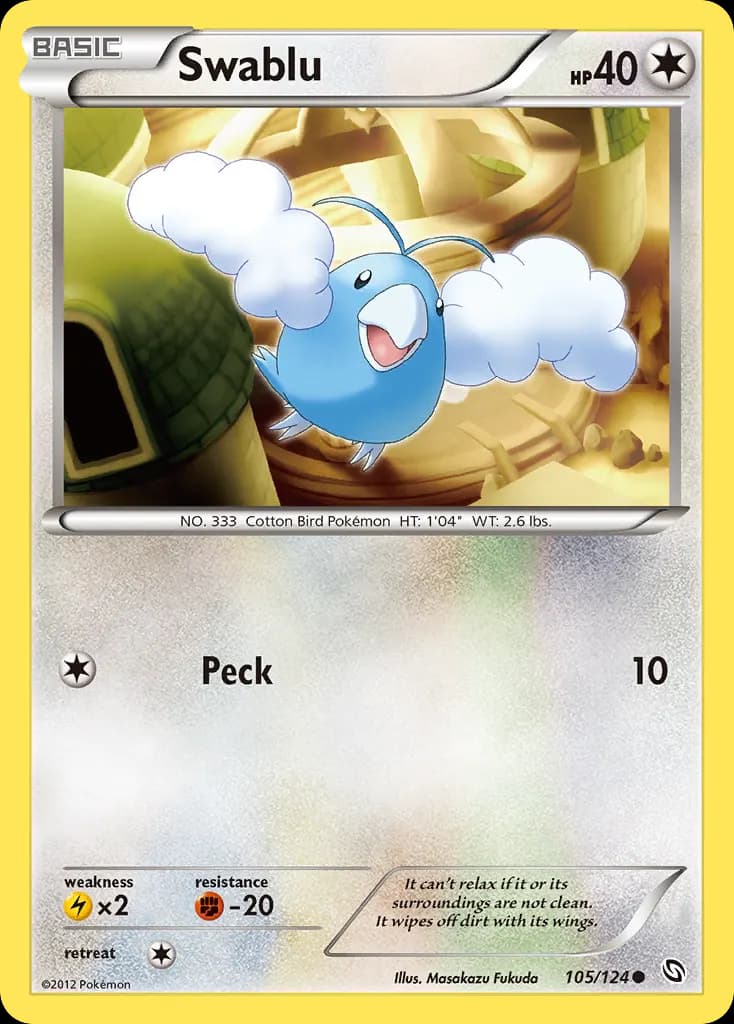 Swablu — Dragons Exalted 105 Pokémon card