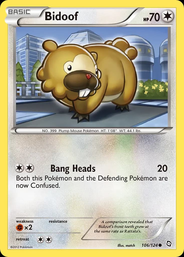 Bidoof — Dragons Exalted 106 Pokémon card