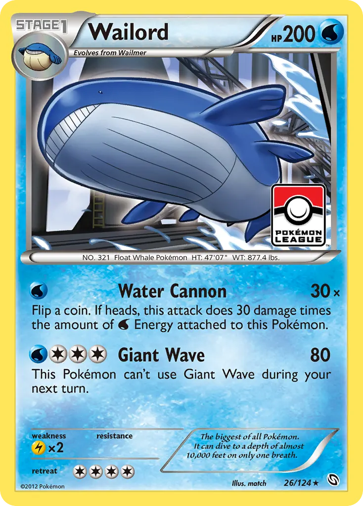Wailord — Dragons Exalted 26 Pokémon card