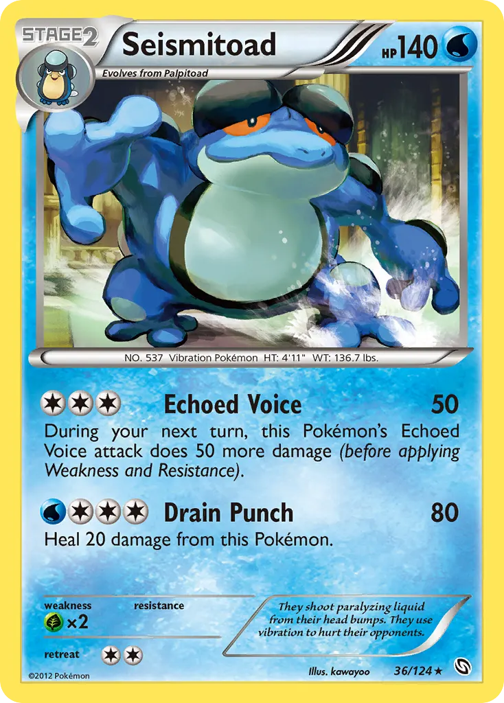 Seismitoad — Dragons Exalted 36 Pokémon card