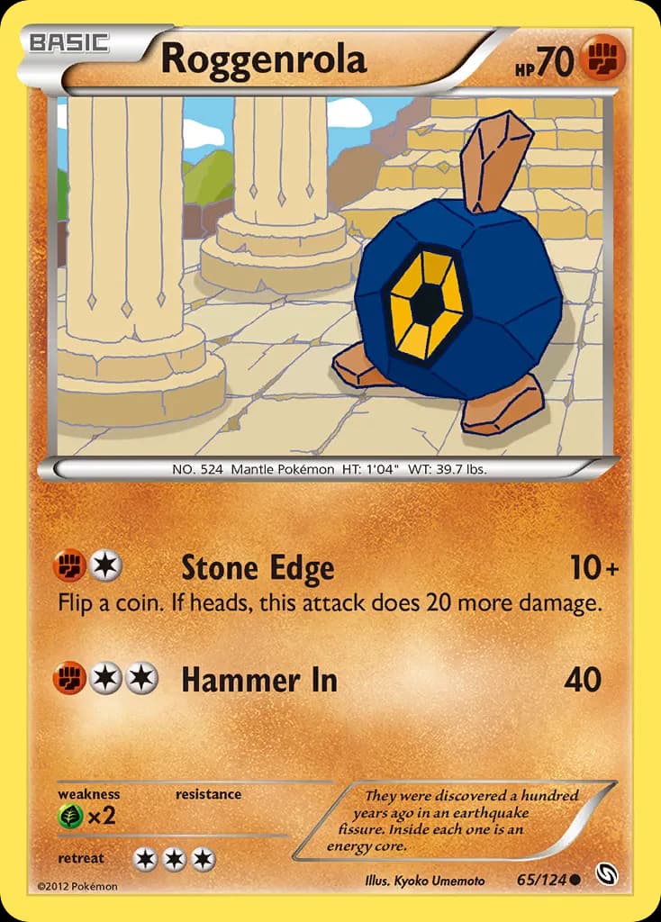 Roggenrola — Dragons Exalted 65 Pokémon card