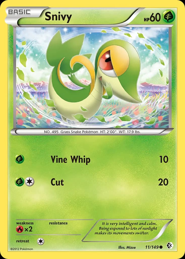 Snivy — Boundaries Crossed 11 Pokémon card