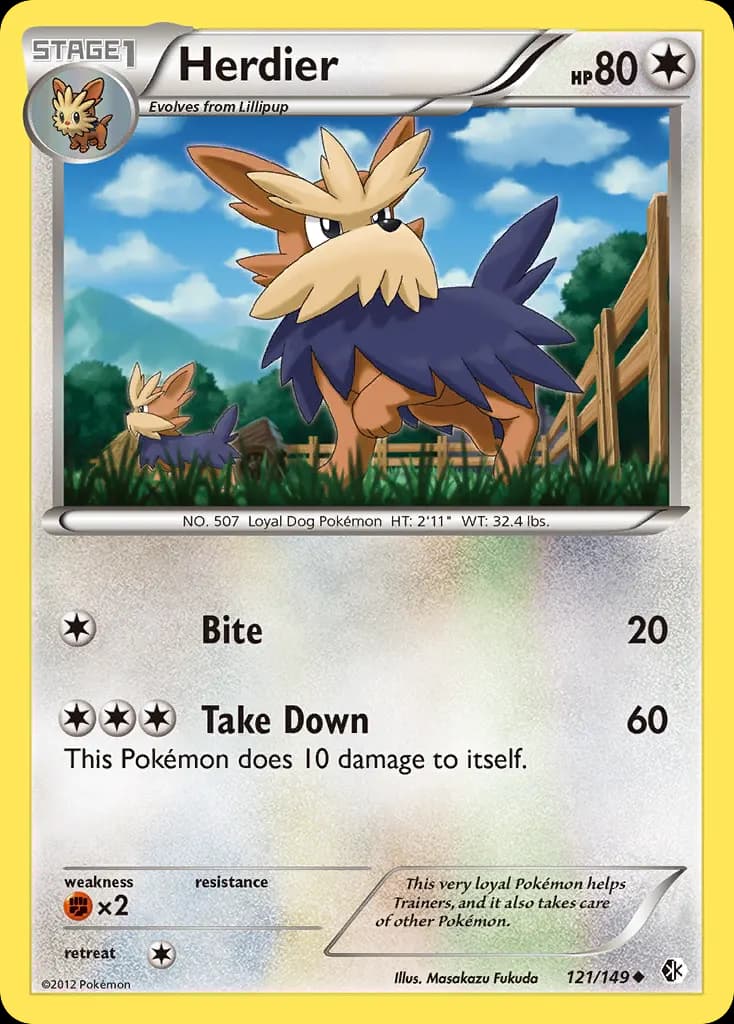 Herdier — Boundaries Crossed 121 Pokémon card