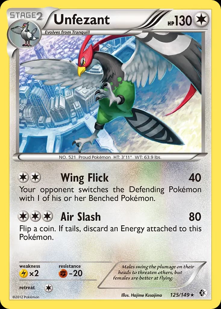 Unfezant — Boundaries Crossed 125 Pokémon card