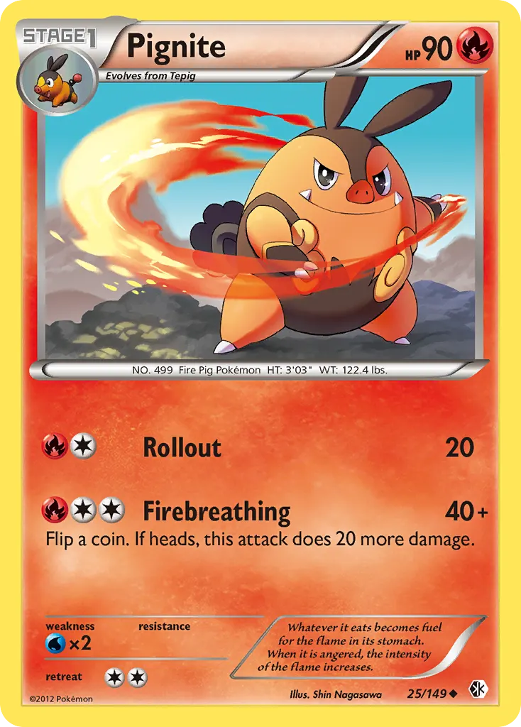 Pignite — Boundaries Crossed 25 Pokémon card