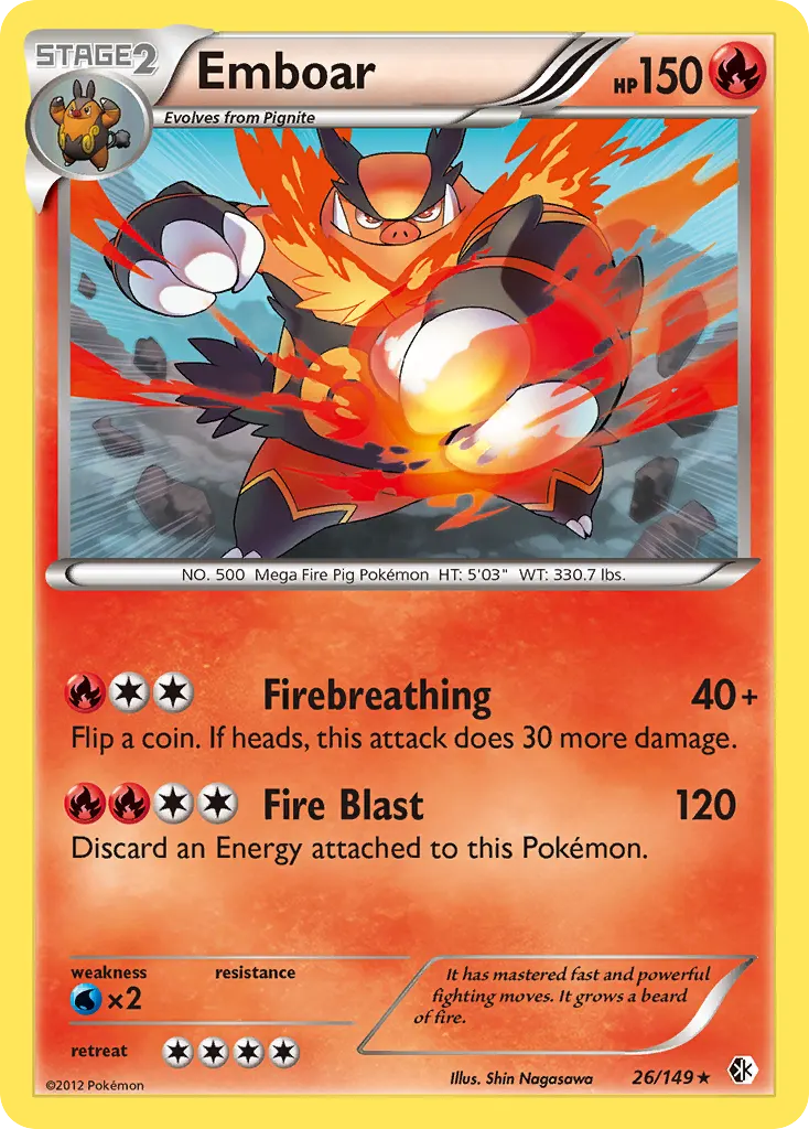 Emboar — Boundaries Crossed 26 Pokémon card