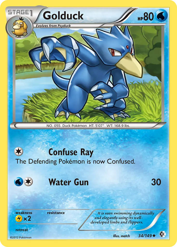 Golduck — Boundaries Crossed 34 Pokémon card