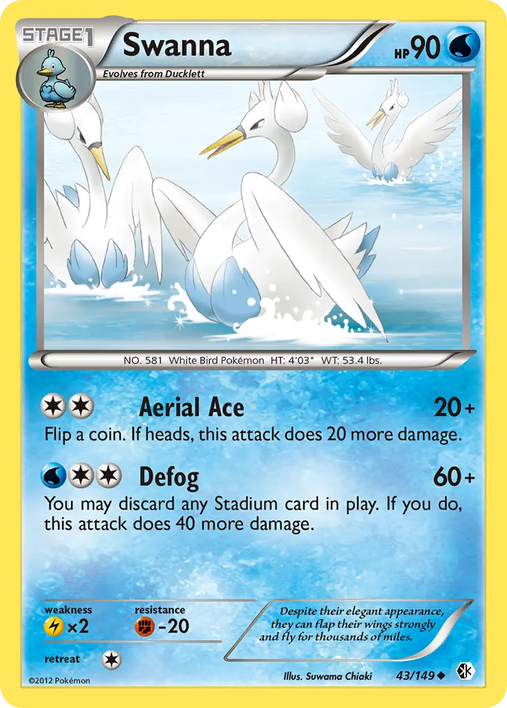 Swanna — Boundaries Crossed 43 Pokémon card