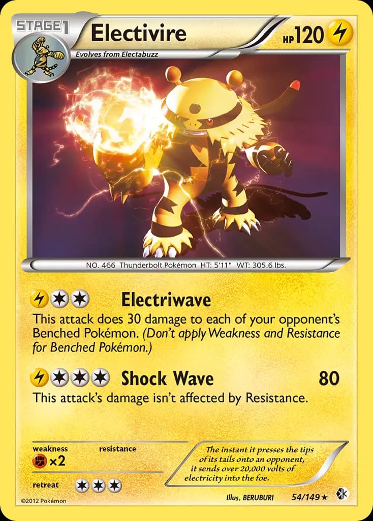Electivire — Boundaries Crossed 54 Pokémon card