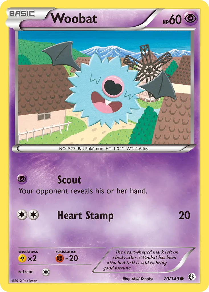 Woobat — Boundaries Crossed 70 Pokémon card