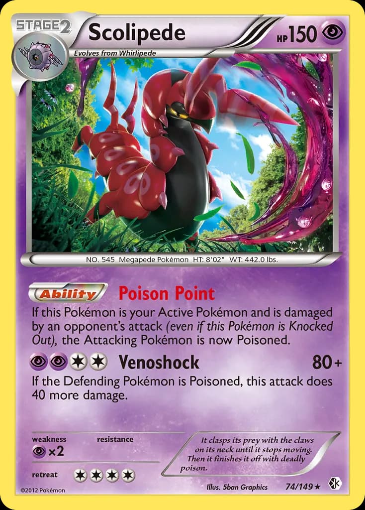 Scolipede — Boundaries Crossed 74 Pokémon card