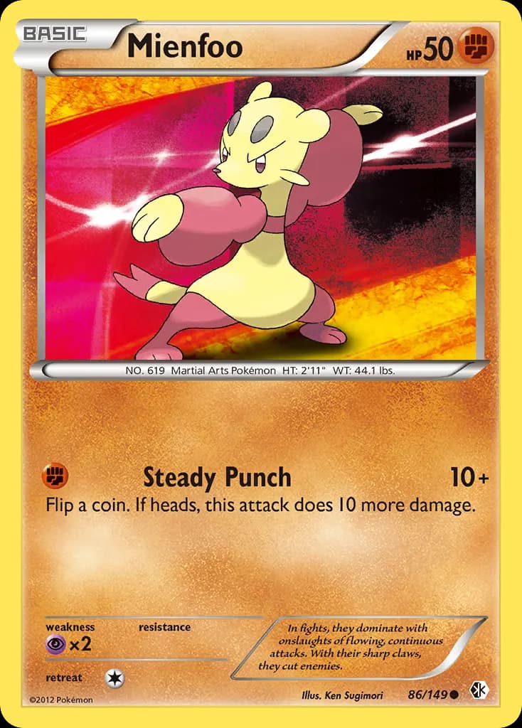 Mienfoo — Boundaries Crossed 86 Pokémon card
