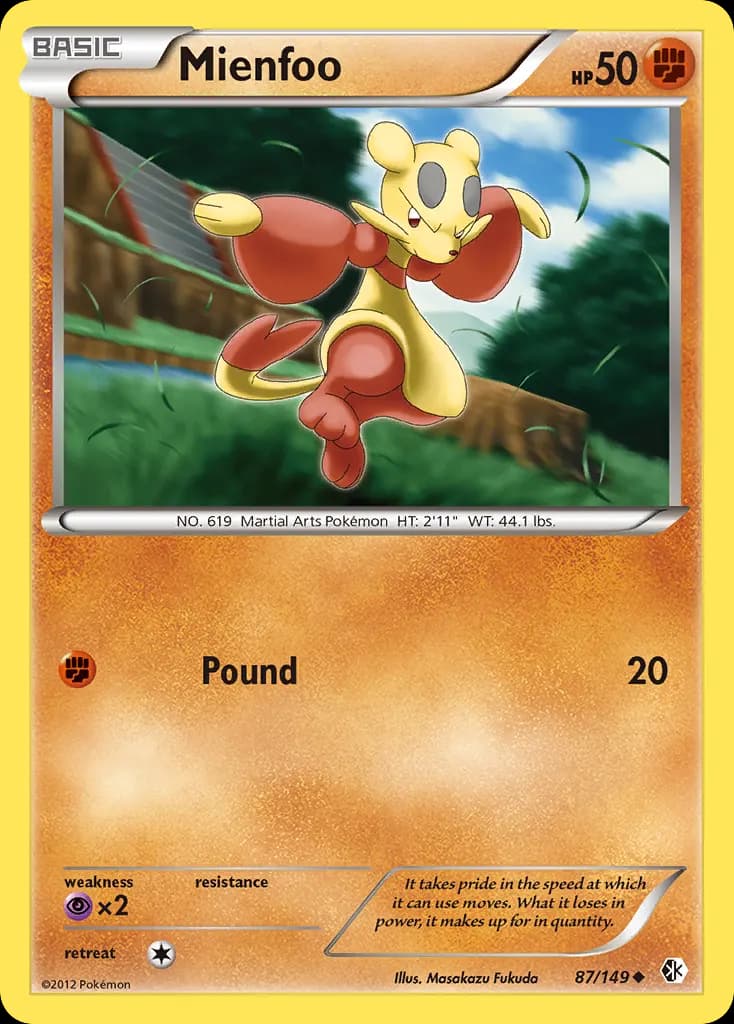 Mienfoo — Boundaries Crossed 87 Pokémon card