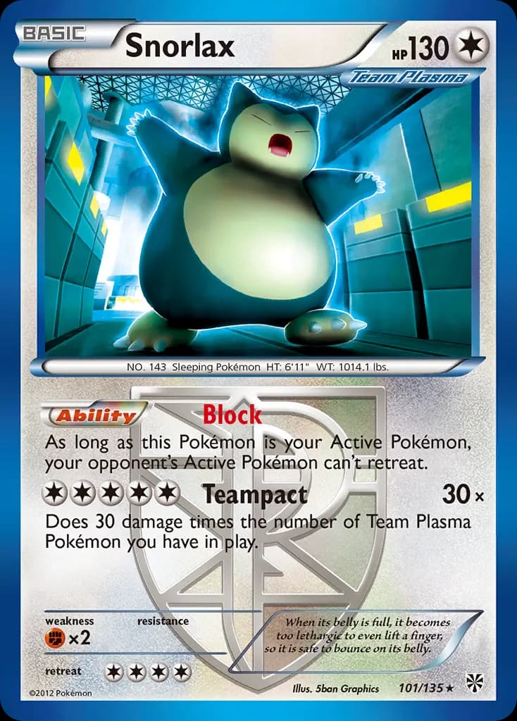 Snorlax — Plasma Storm 101 Pokémon card